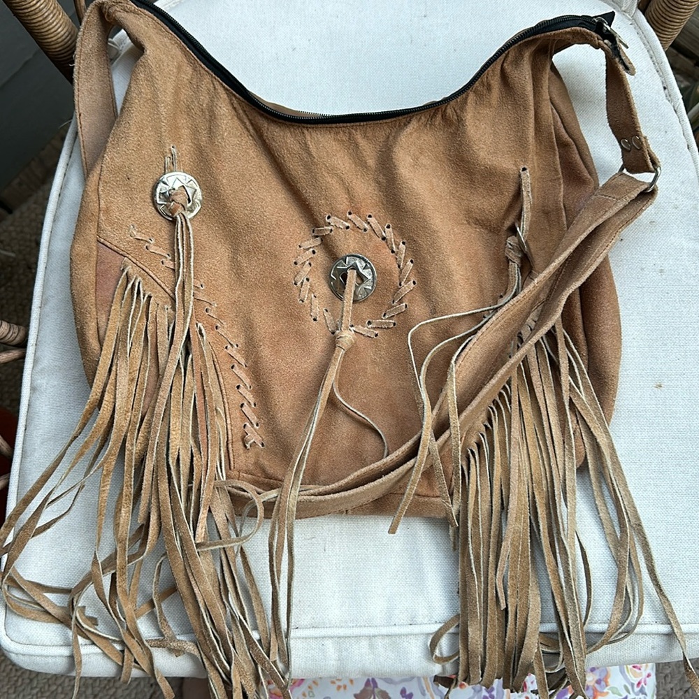 Cow Leather Purse Western Tan & Silver Embellishment Purse